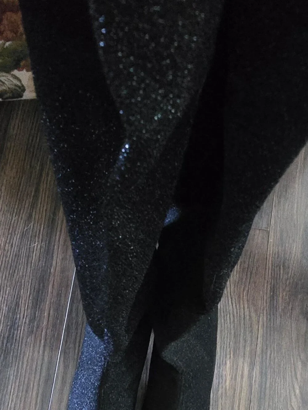 Sexy Black & Sparkly Metallic Thigh-High Block Heeled Boots NWOT/SIZE 8